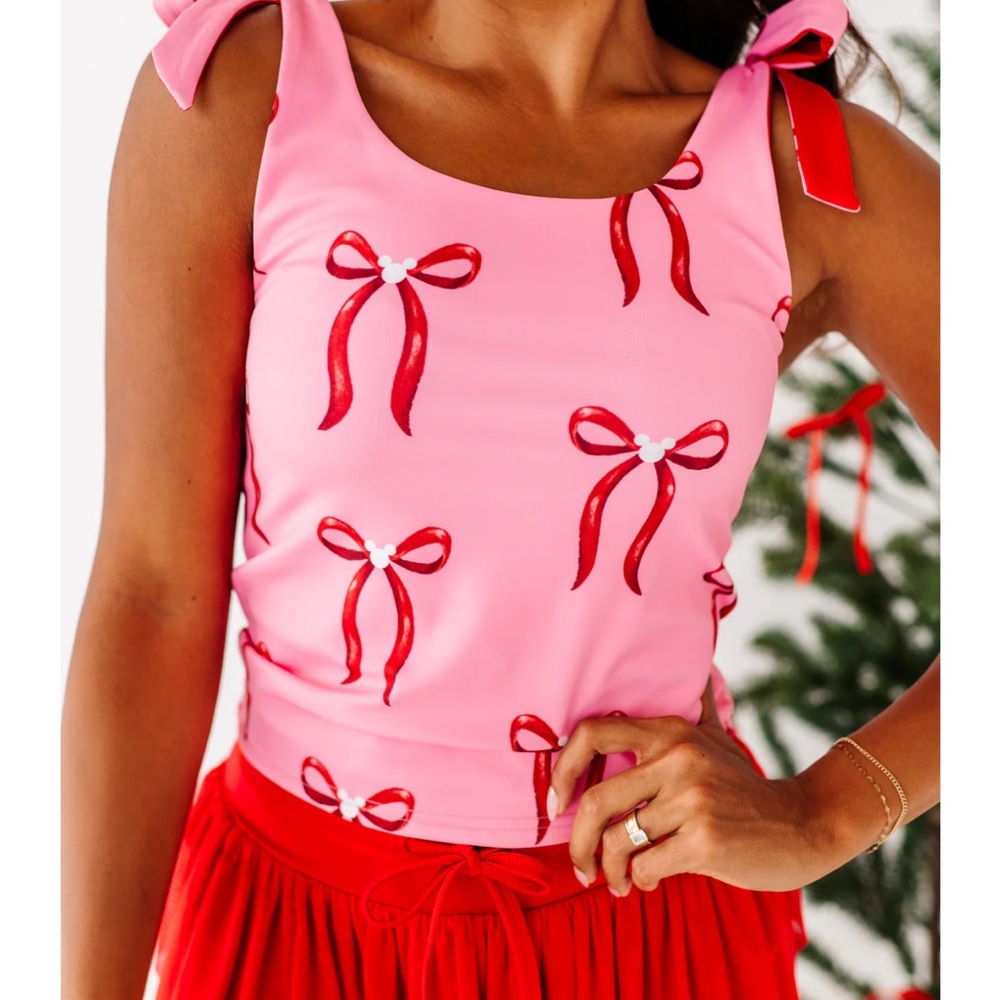 NWOT Made by Molly Mouse Bows Pink Tank Top